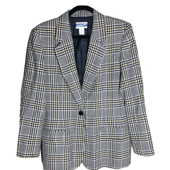 VINTAGE PENDLETON PLAID WOOL BLAZER SIZE 10 - Picture 1 of 6